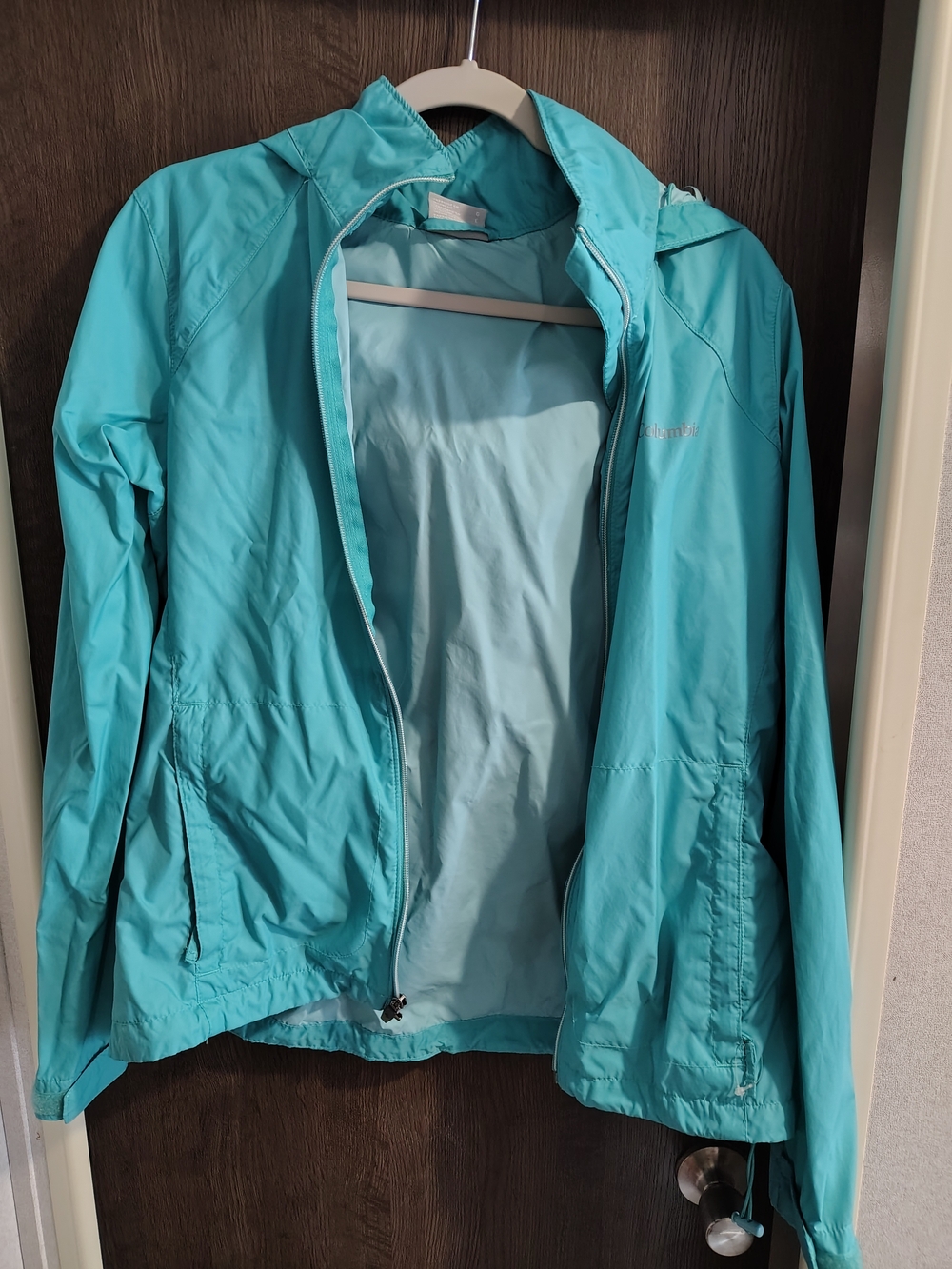 Columbia Teal Hooded Lightweight Rain Jacket - Women
